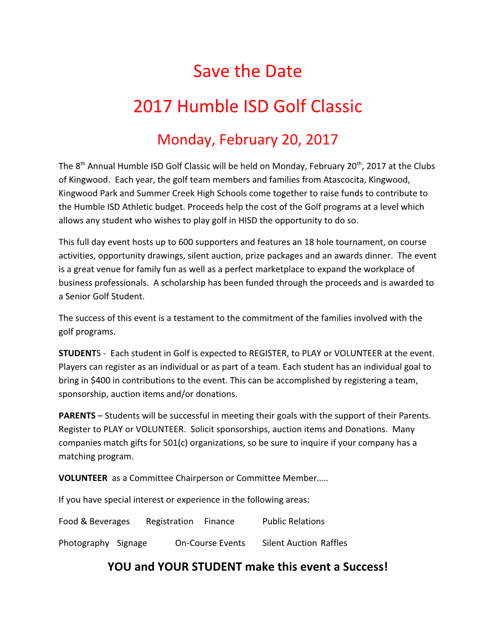 2017 Humble ISD Golf Classic