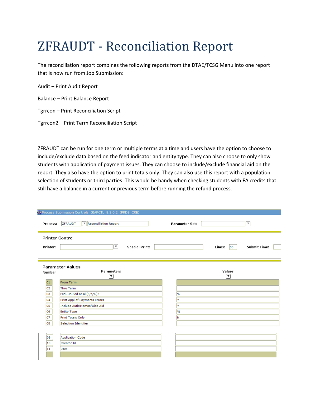 ZFRAUDT - Reconciliation Report