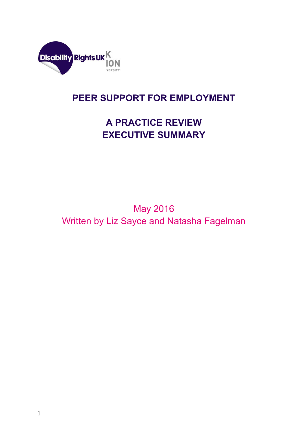 Peer Support for Employment