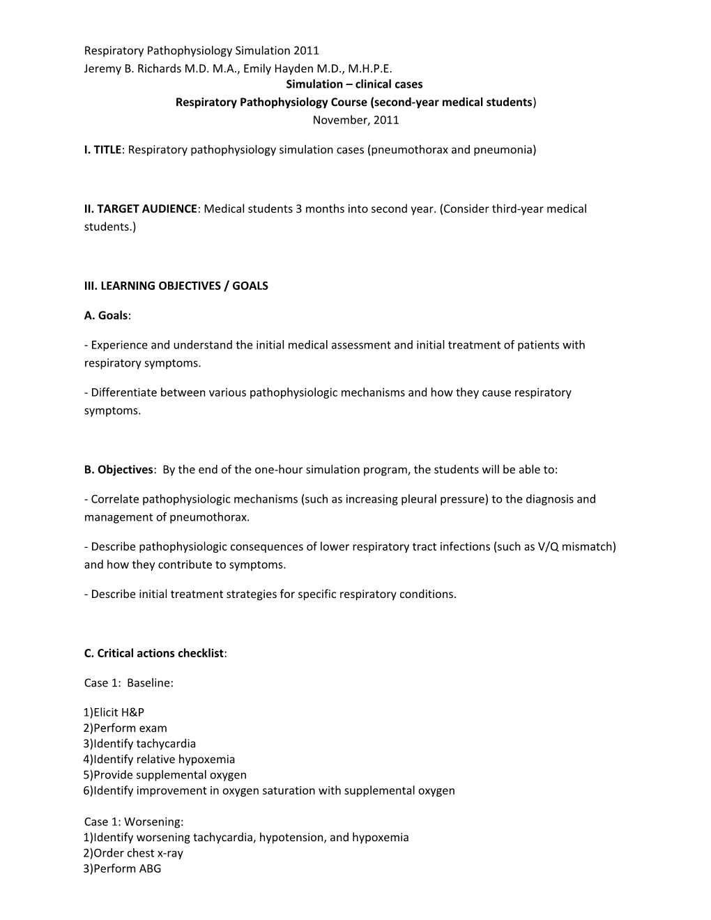 Simulation Clinical Cases