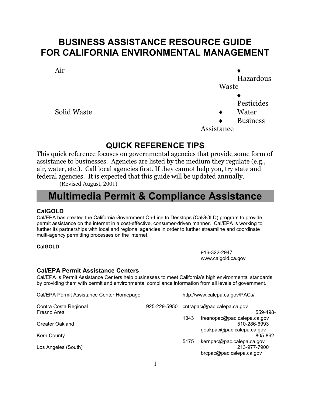 Business Assistance Resource Guide