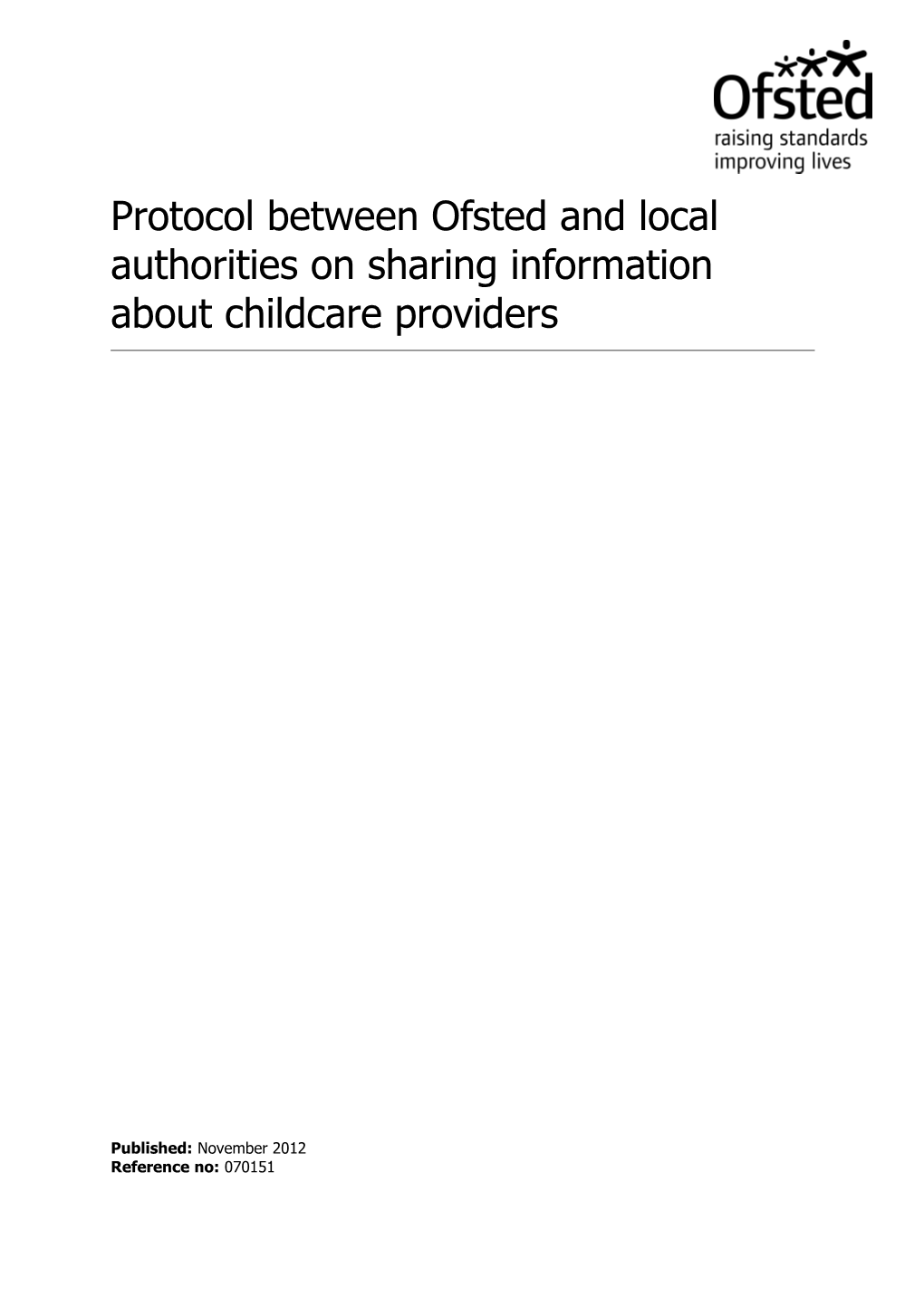 Protocol Between Ofsted and Local Authorities on Sharing Information About Childcare Providers
