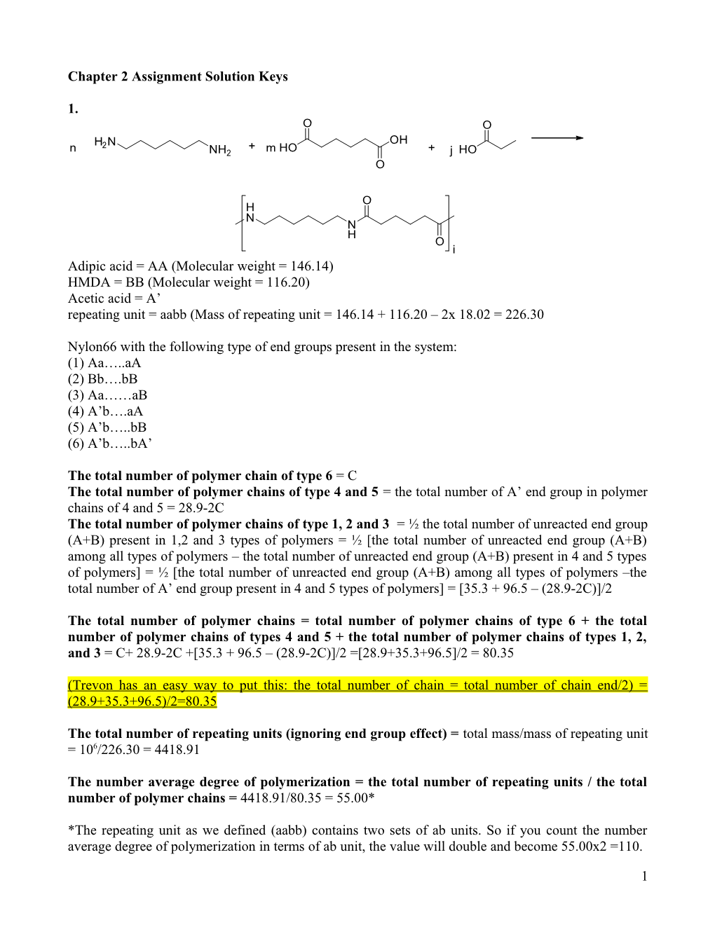 Solution Keys to Chapter 1 Assignment