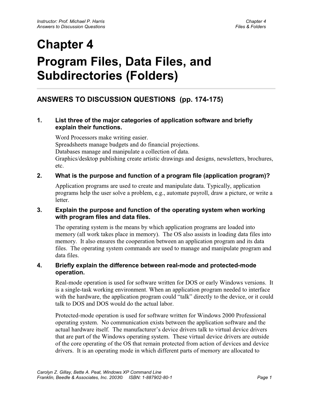 Ch 4 - Program Files, Data Files, And Subdirectories