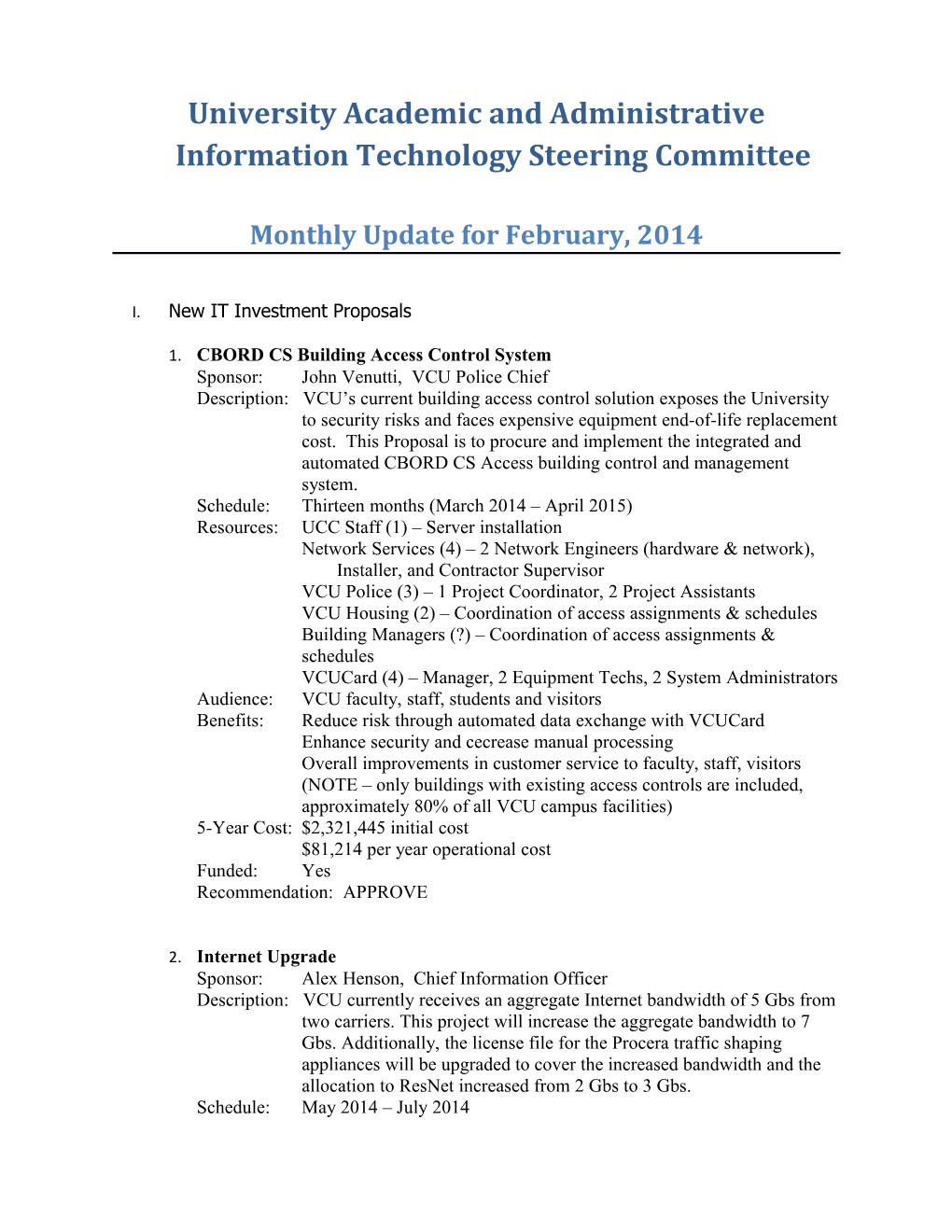 University Academic and Administrative Information Technology Steering Committee