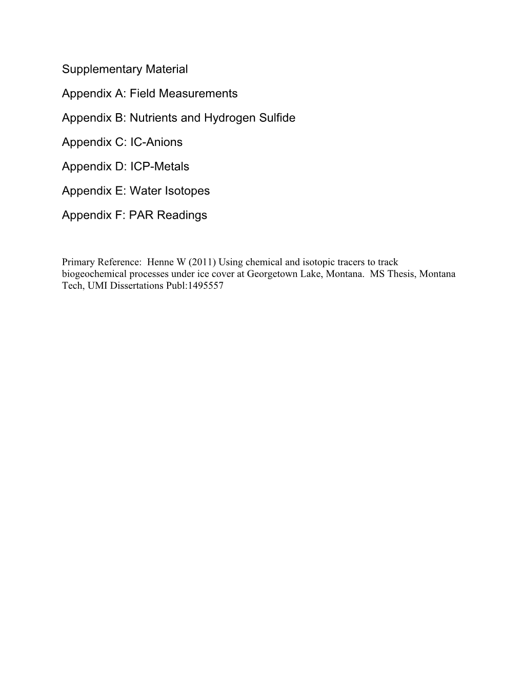 Appendix B: Nutrients and Hydrogen Sulfide