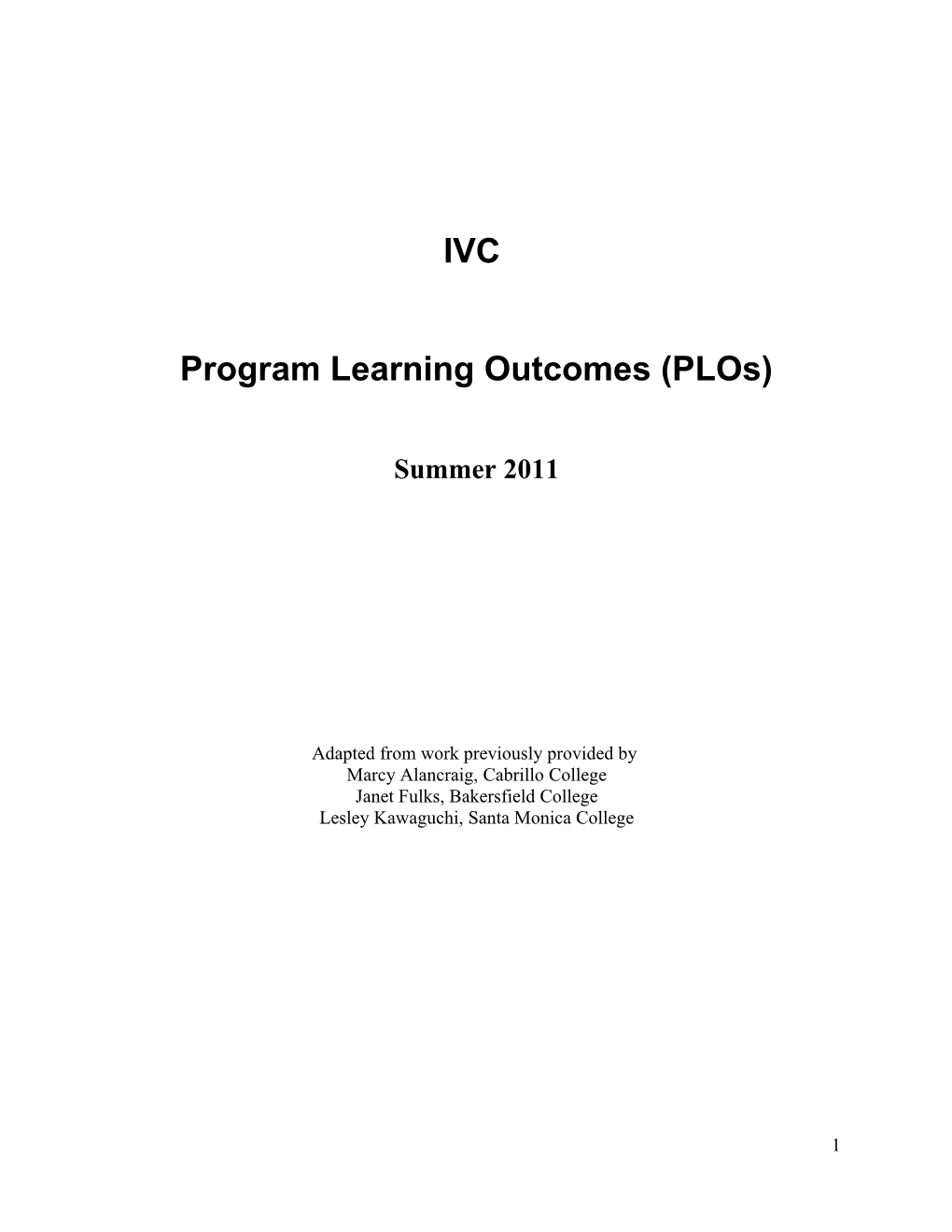 Program Learning Outcomes (Plos)