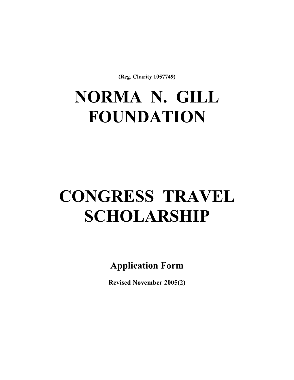 Norma N Gill Foundation Congress Travel Scholarship