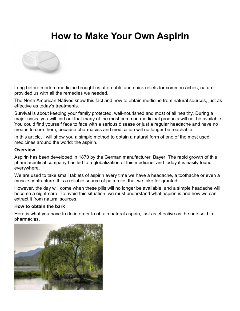 How to Make Your Own Aspirin