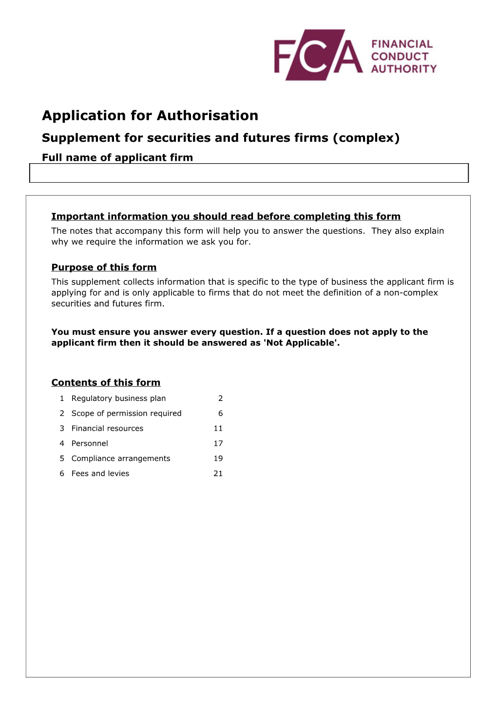 Complex Securities Supplement