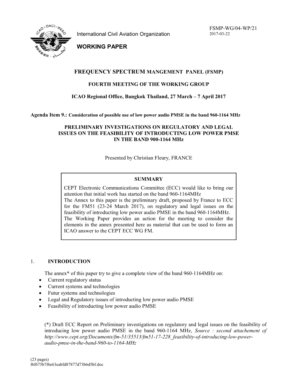 Frequency Spectrum Mangement Panel (Fsmp)