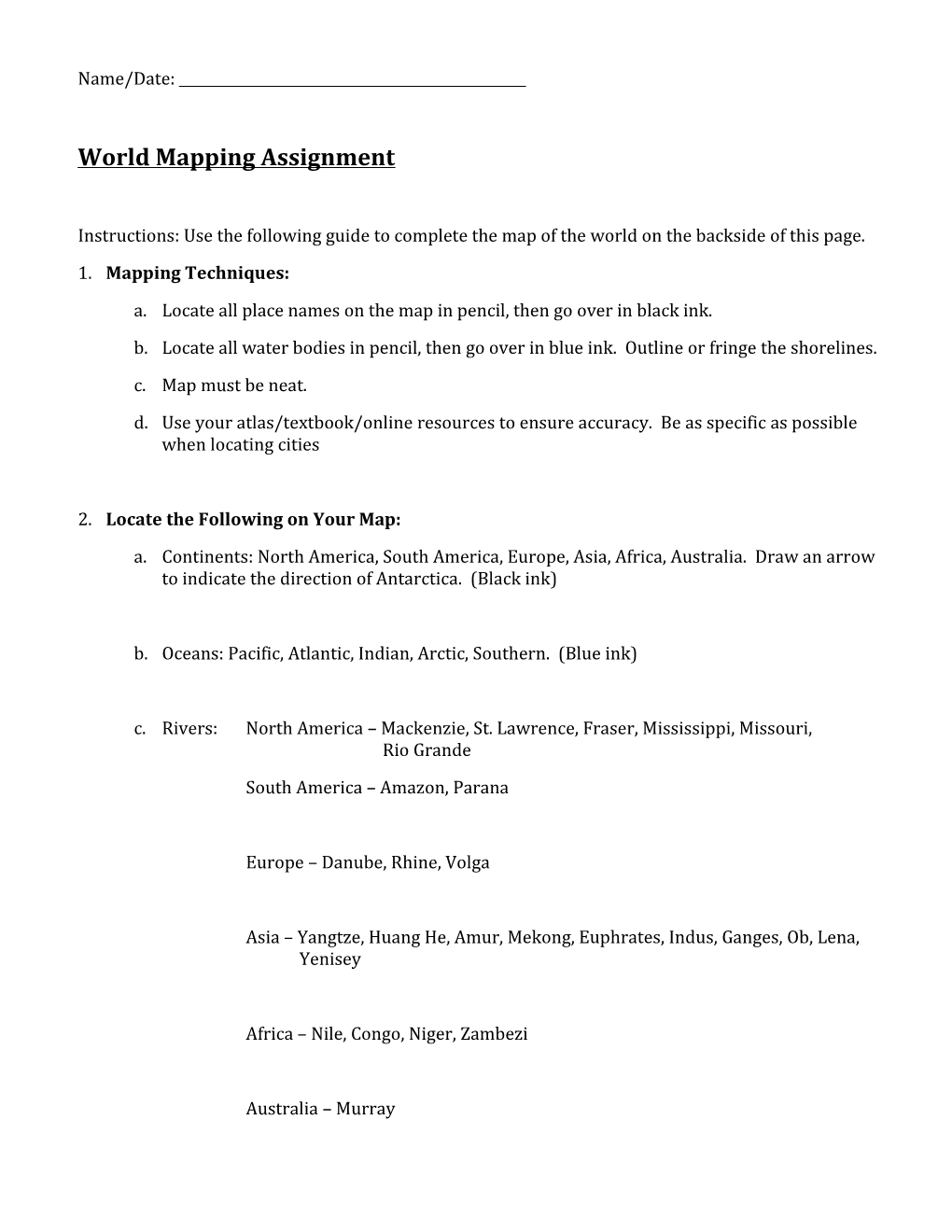 World Mapping Assignment