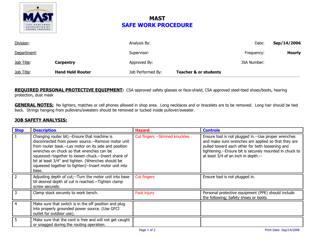 Job Safety Analysis s14