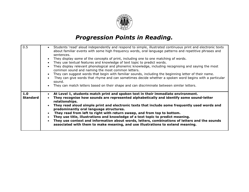 Progression Points in Reading