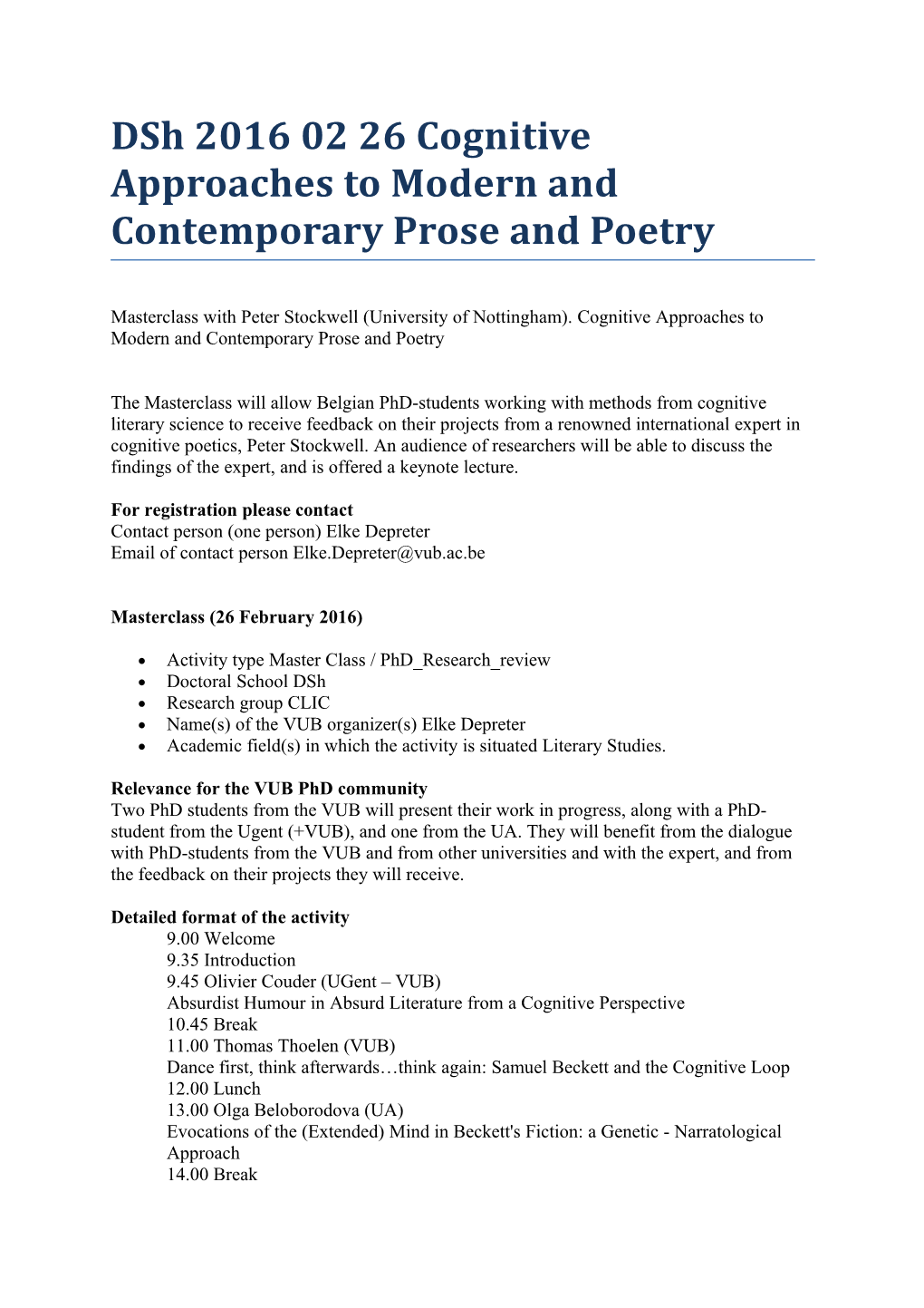 Dsh 2016 02 26 Cognitive Approaches to Modern and Contemporary Prose and Poetry