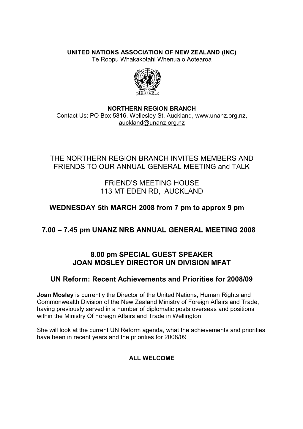 United Nations Association of New Zealand (Inc)