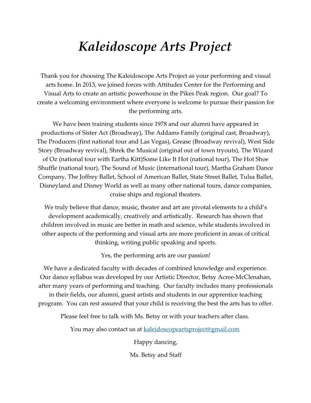Kaleidoscope Arts Project