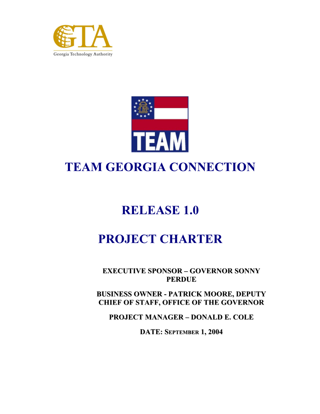 Project Charter - Team Georgia Connection