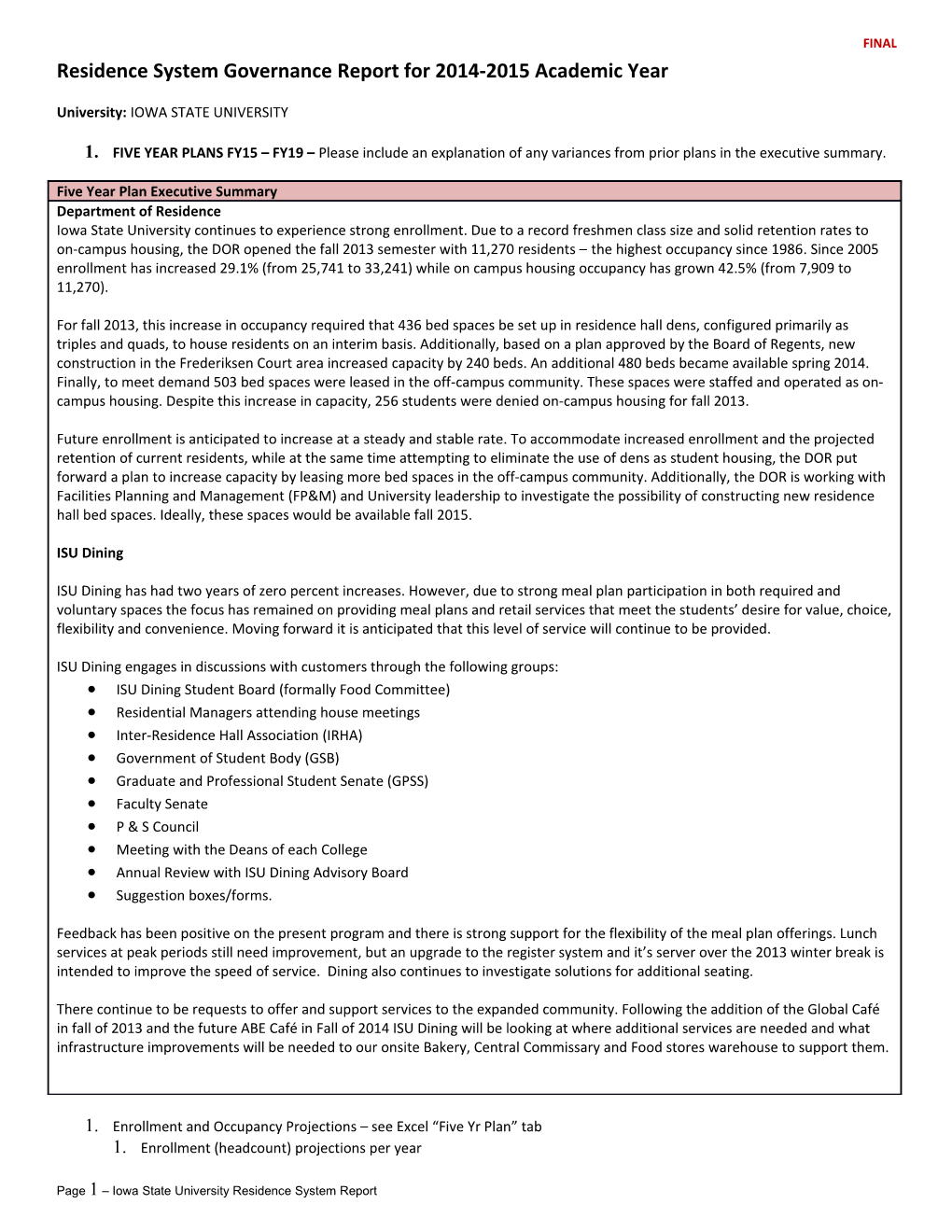 Residence System Proposal for 2006-2007 Academic Year