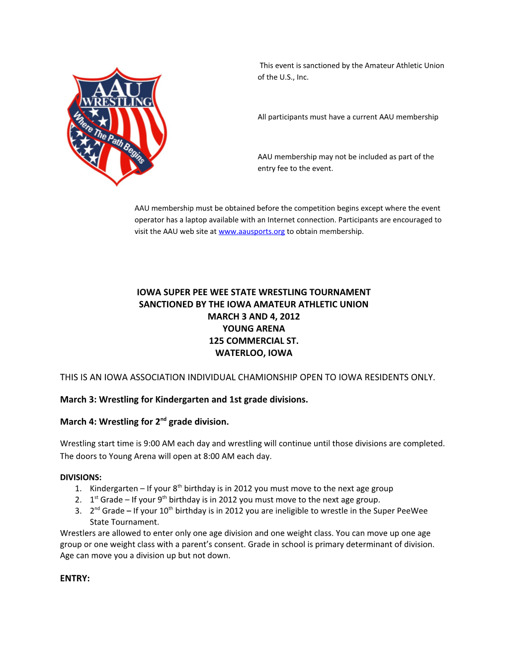 All Participants Must Have a Current AAU Membership