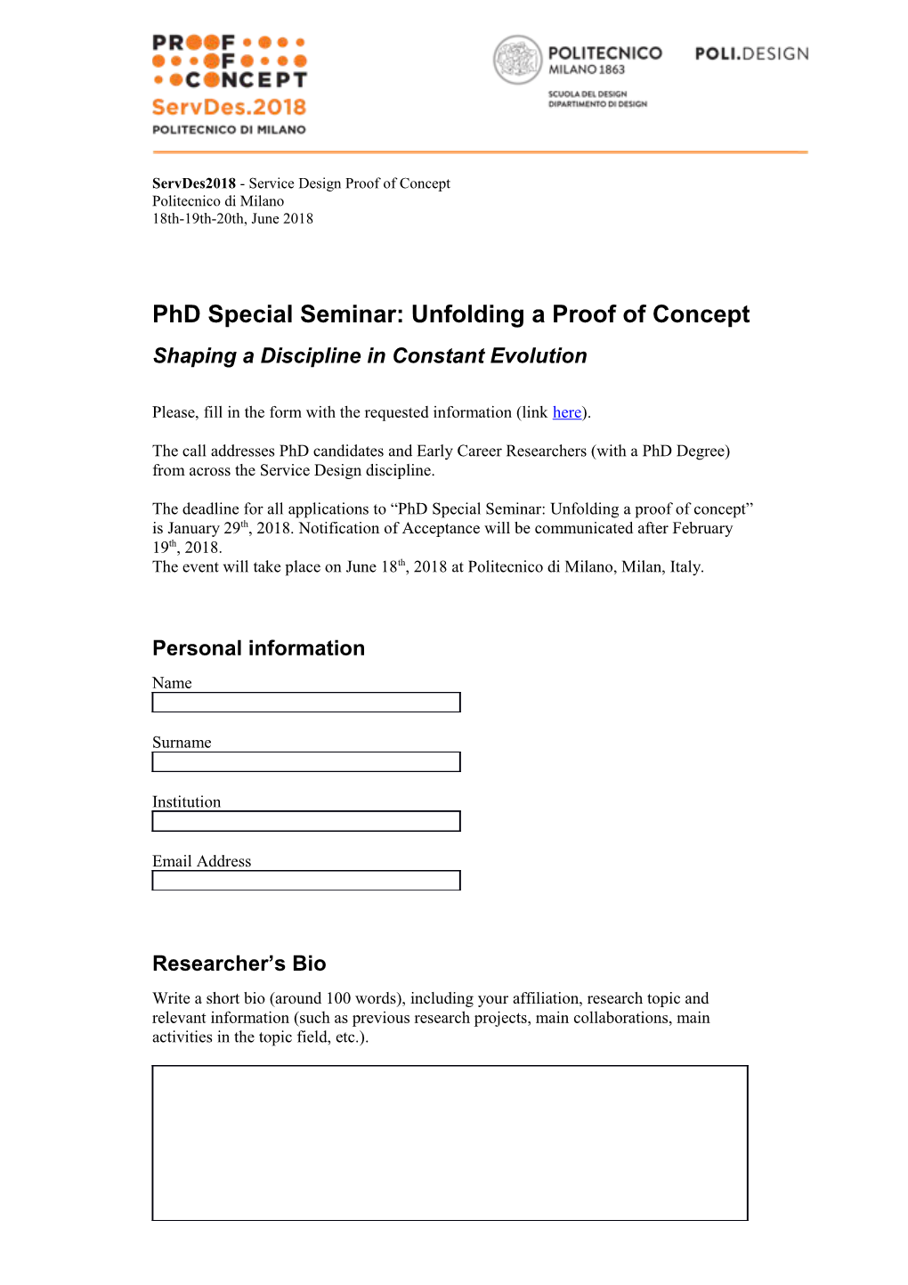 Phd Special Seminar: Unfolding a Proof of Concept