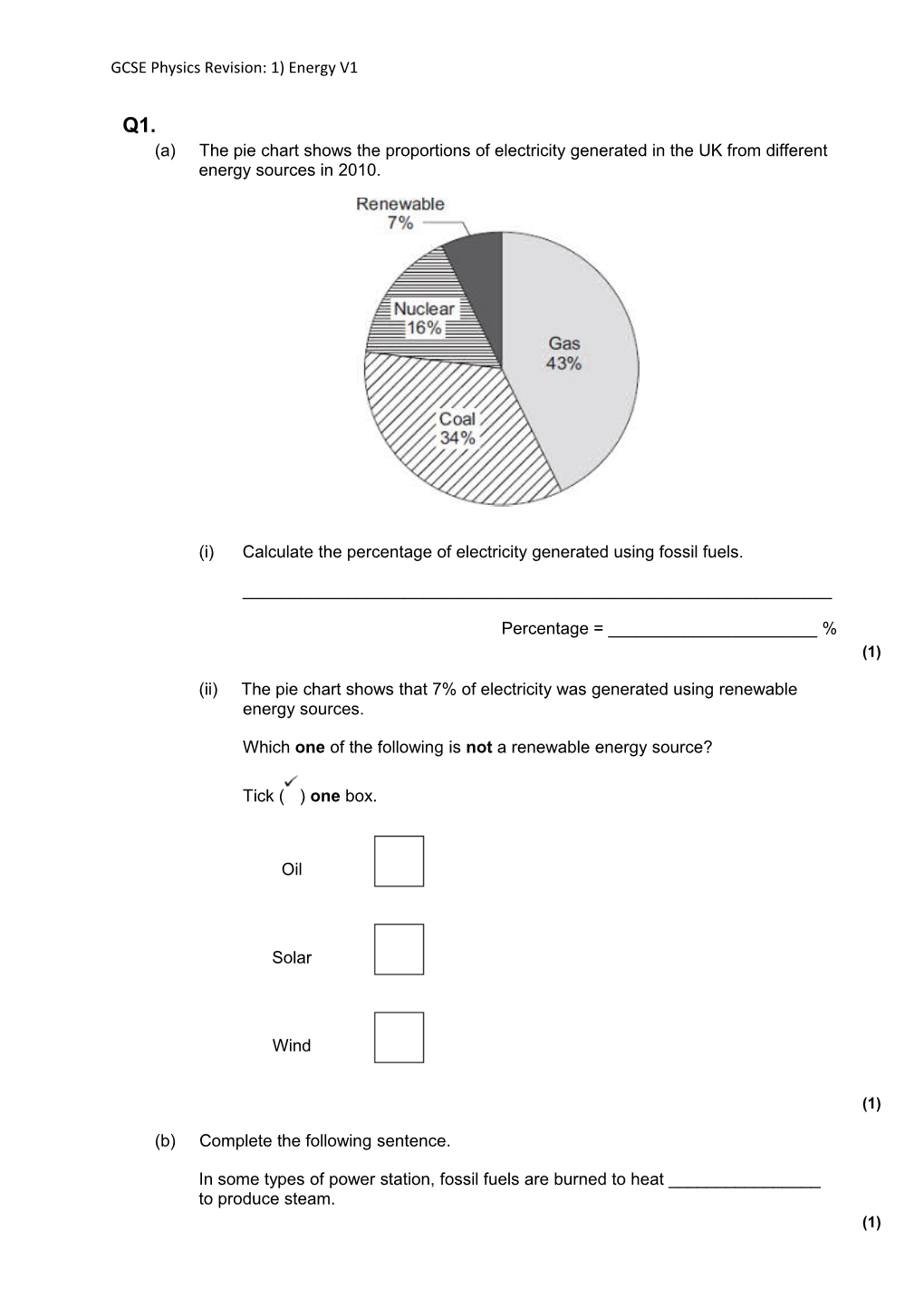 GCSE Physics Revision: 1) Energy V1