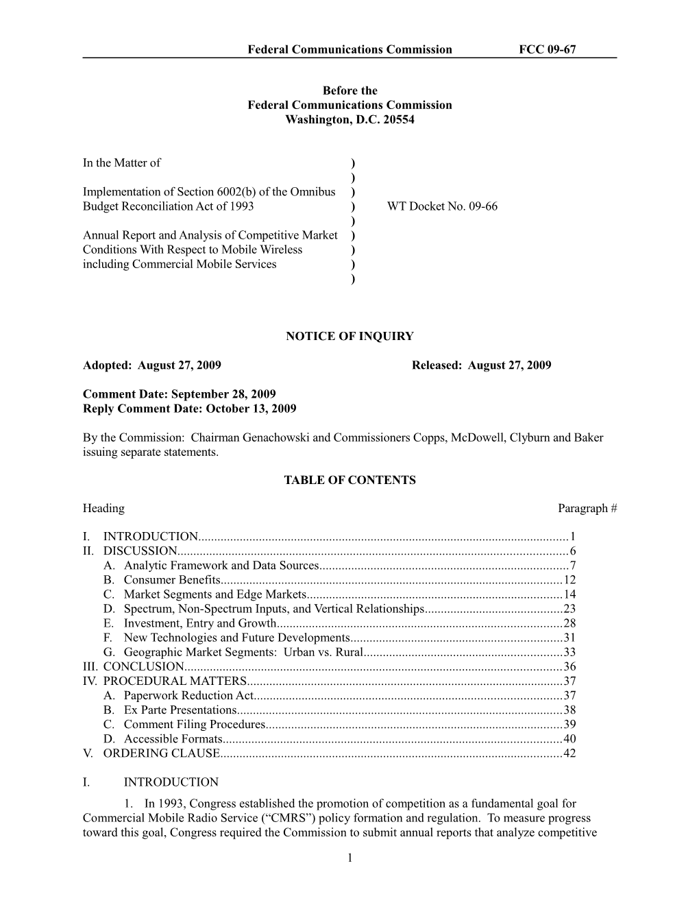 Federal Communications Commission FCC 09-67