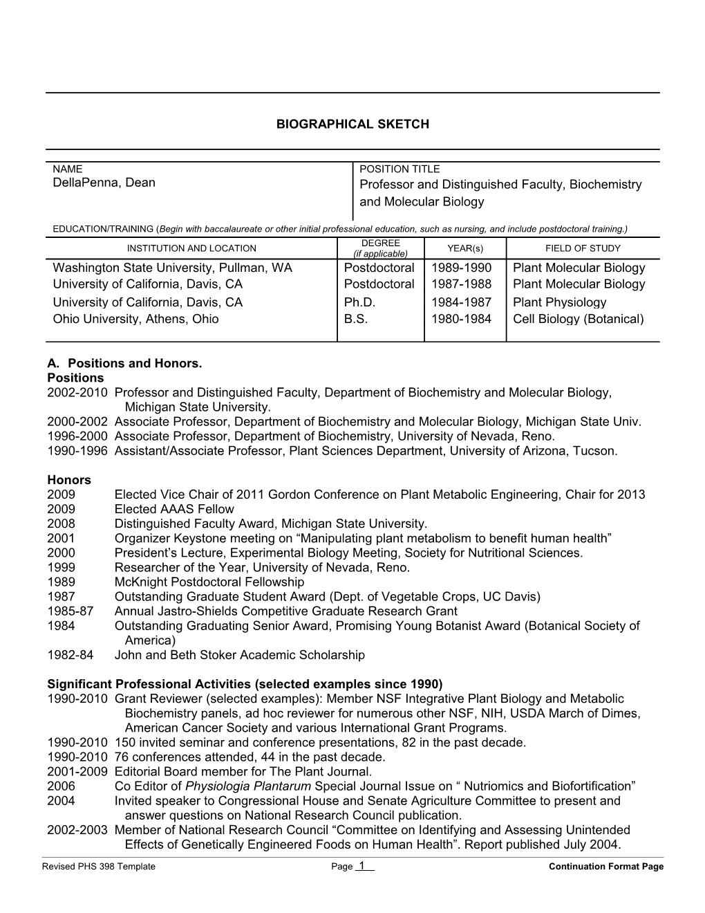 PHS 398 (Rev. 9/04), Biographical Sketch Format Page s17