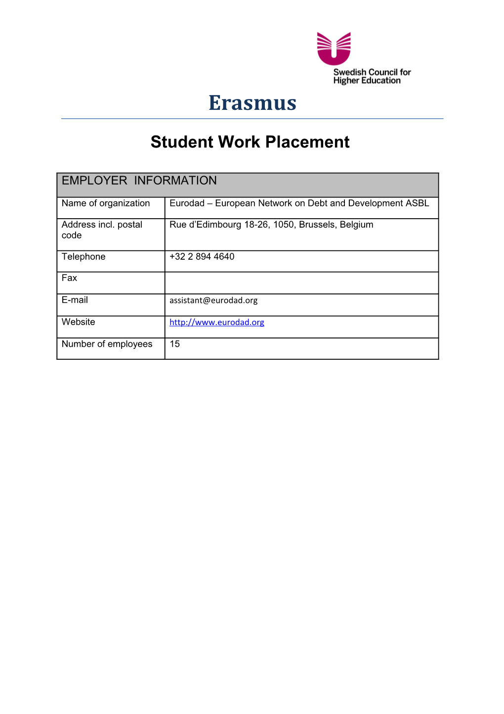 Student Work Placement