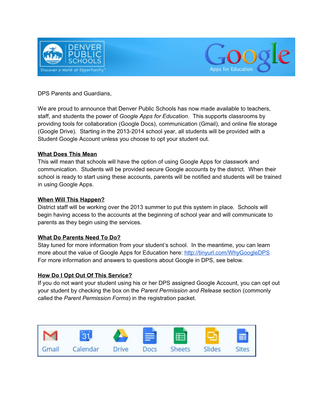 3 Google Implementation Packet - Communication to Parents - ENGLISH