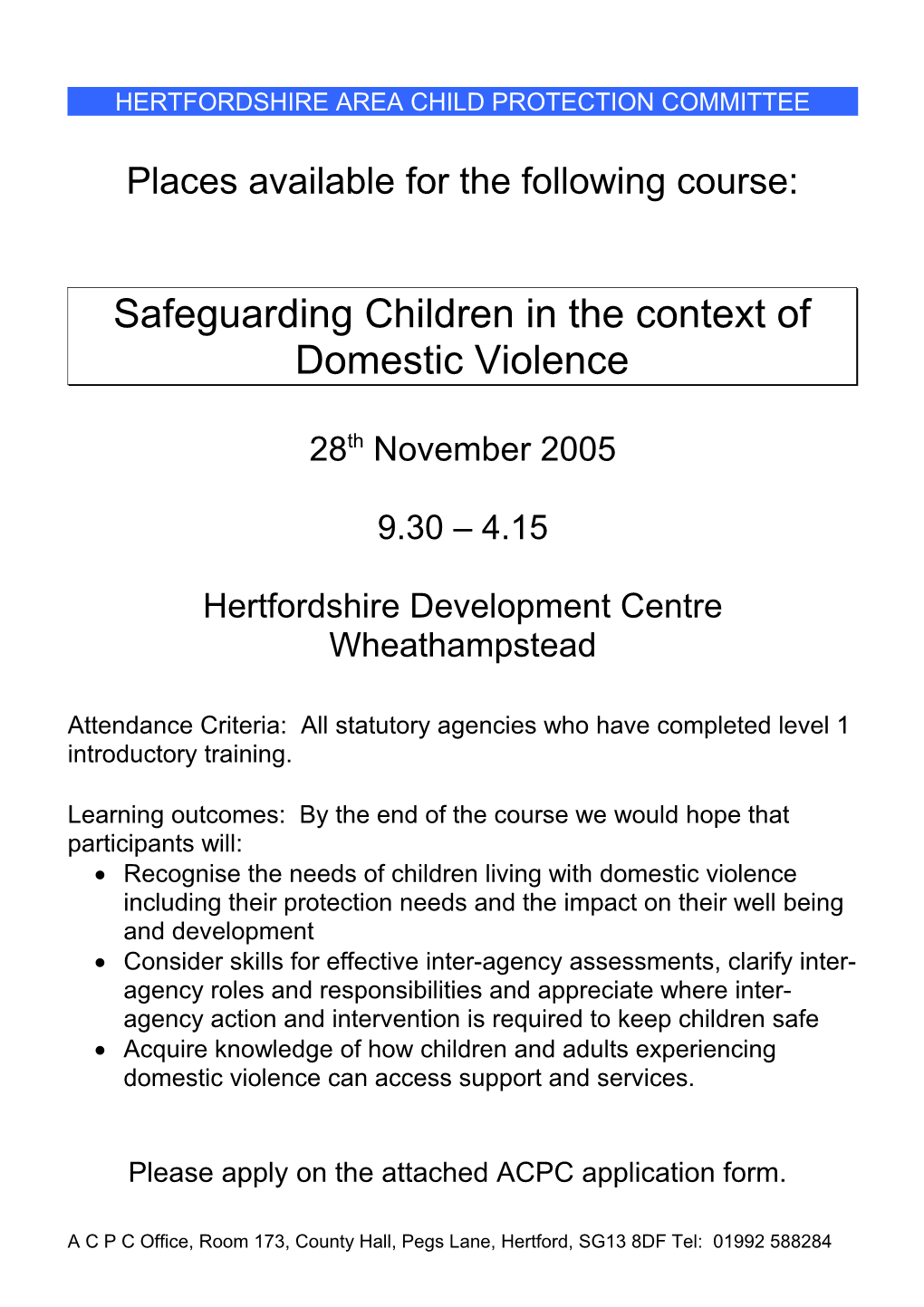 Safeguarding Children in the Context of Domestic Violence