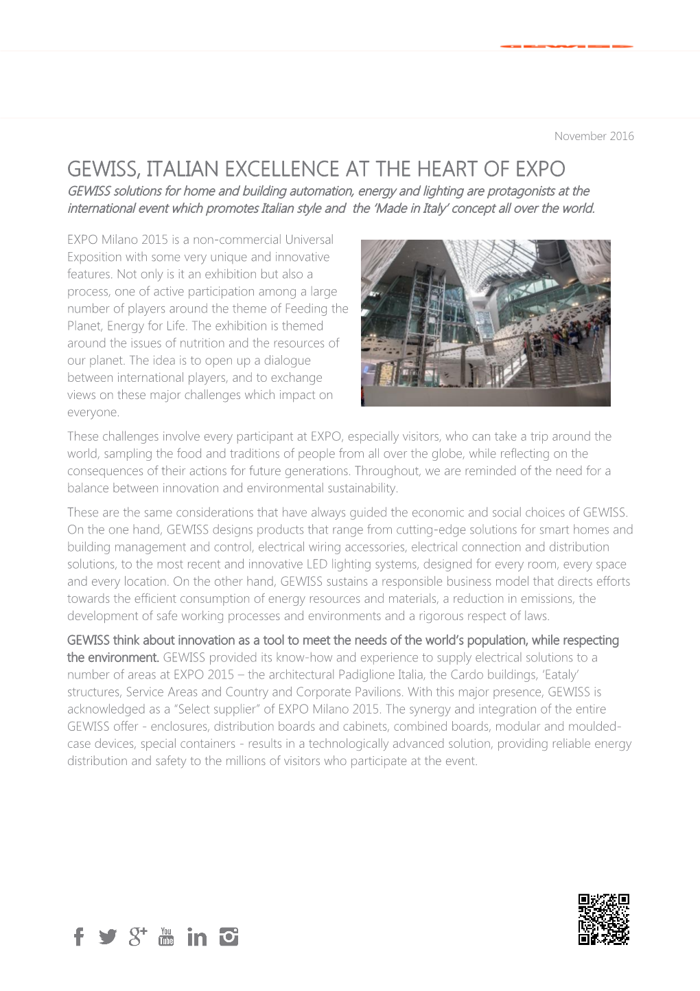 Gewiss, Italian Excellence at the Heart of Expo