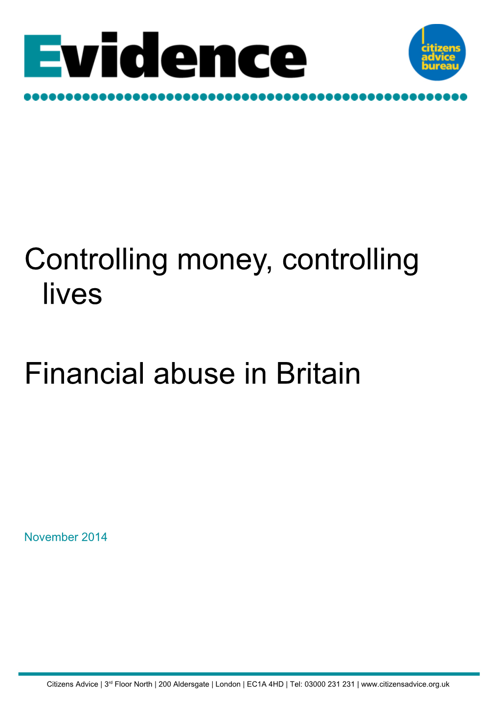Controlling Money, Controlling Lives