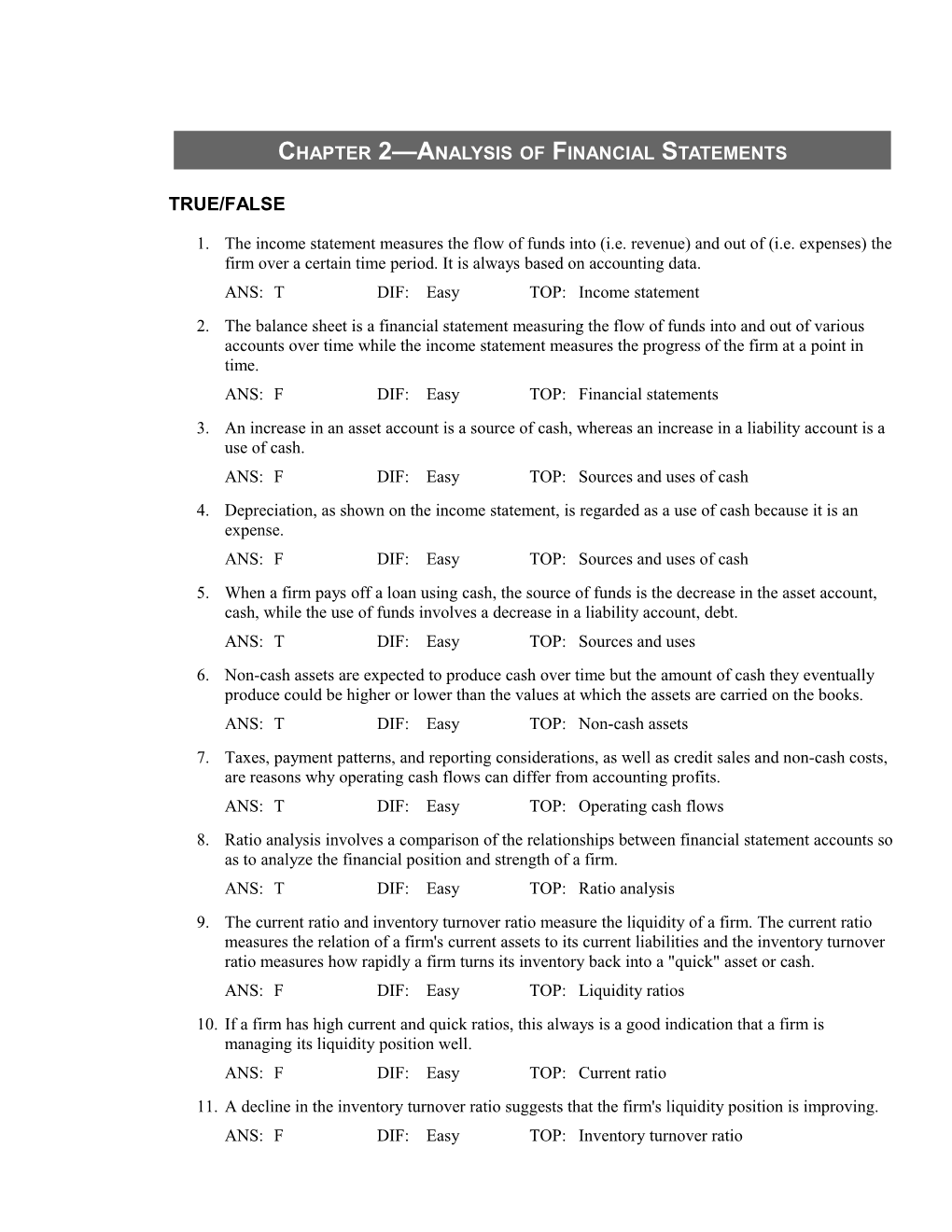 Chapter 2 Analysis of Financial Statements