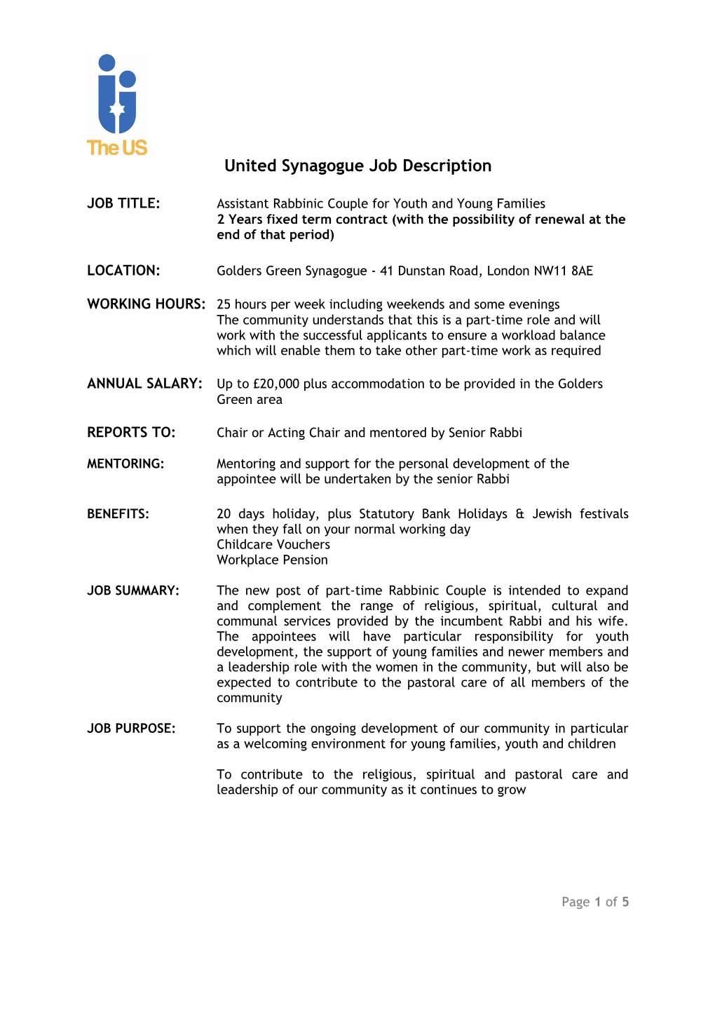 Job Description - Caretaker s2