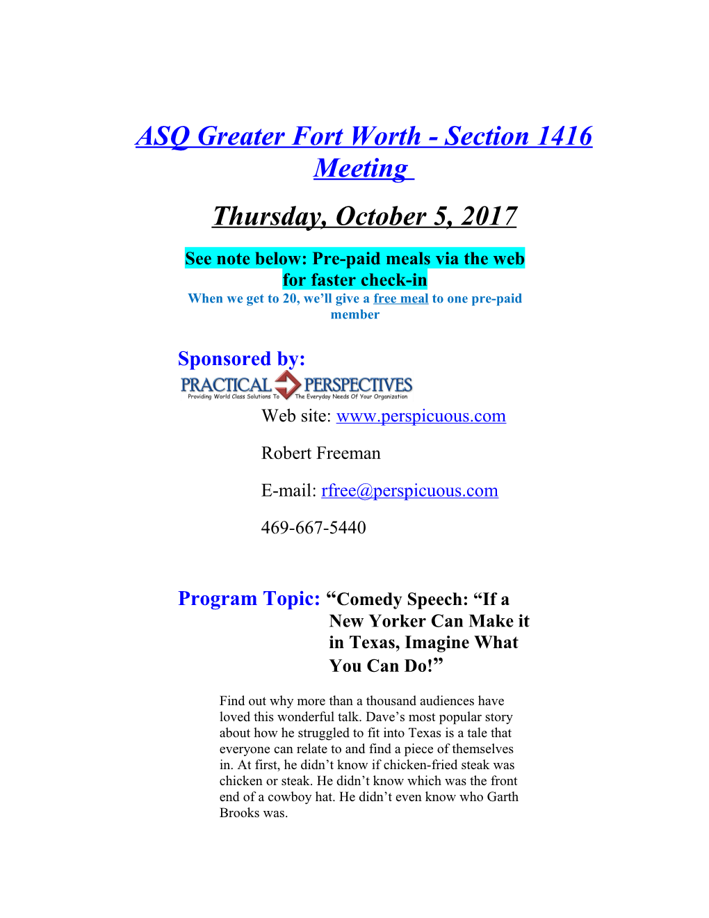 ASQ 1416 Website Program Update