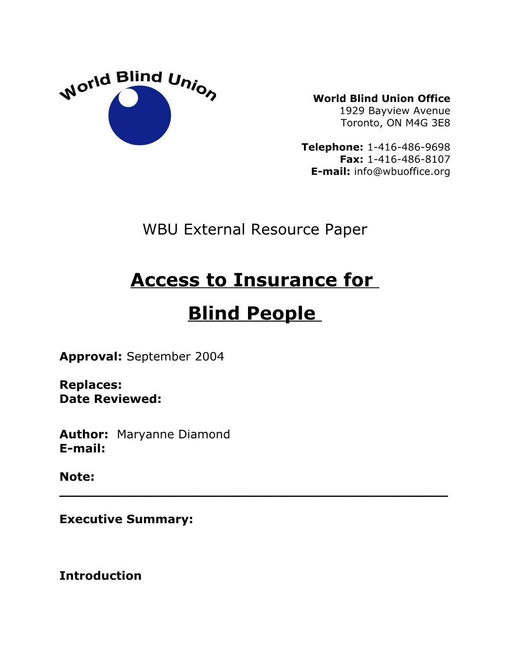 World Blind Union Office