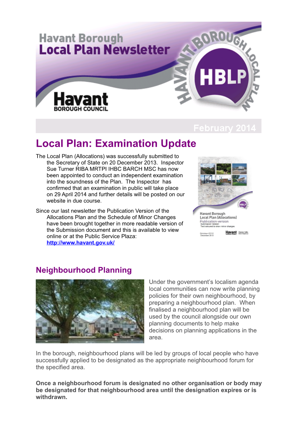 Local Plan: Examination Update