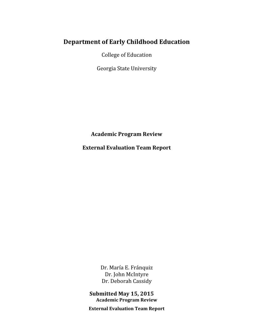 Department of Early Childhood Education