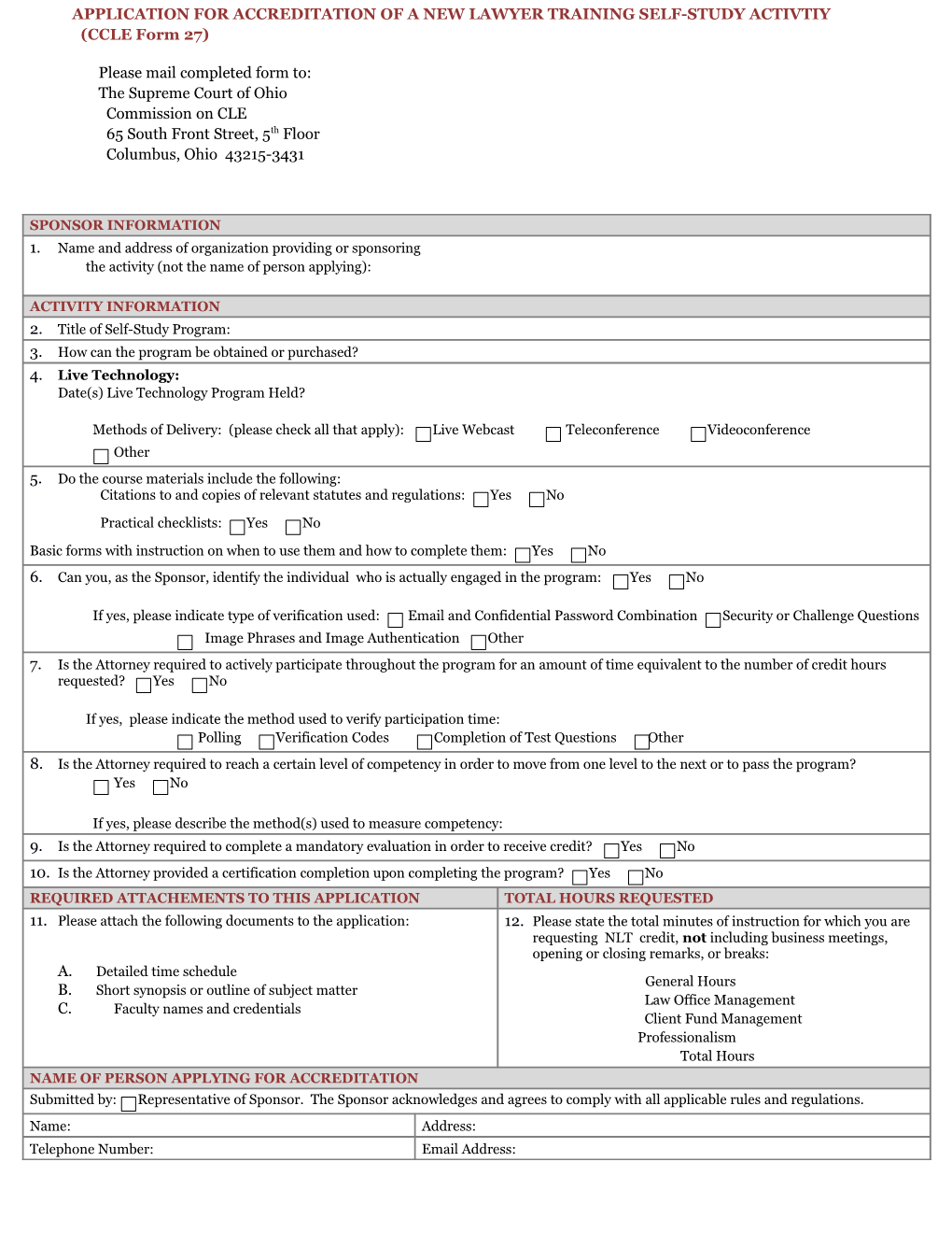 B. of Self-Study New Lawyers Training