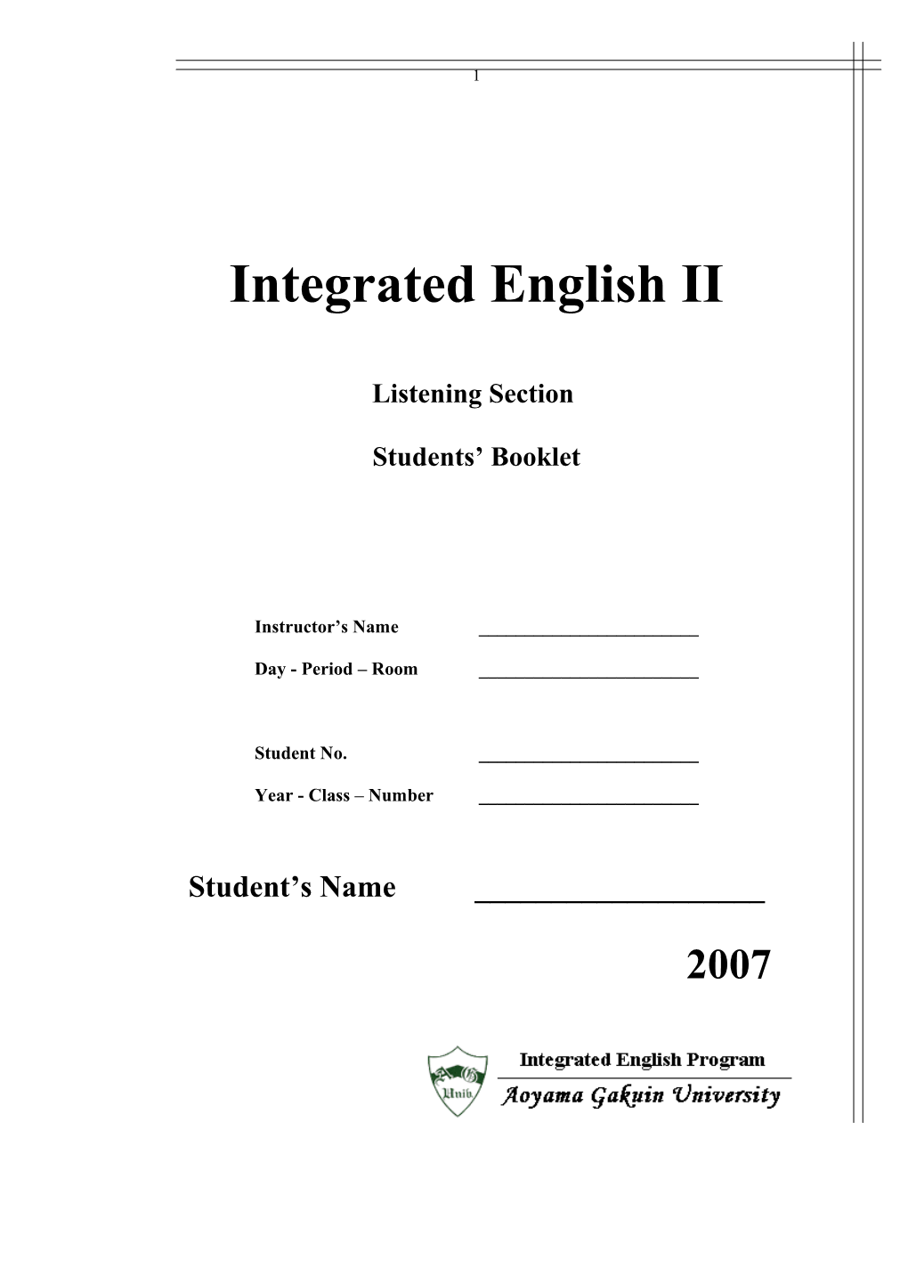 Integrated English I, Listening Section