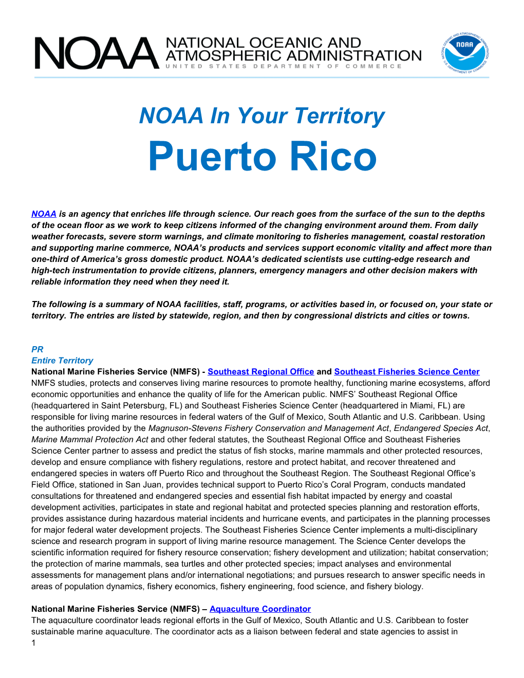 NOAA in Your State - Puerto Rico