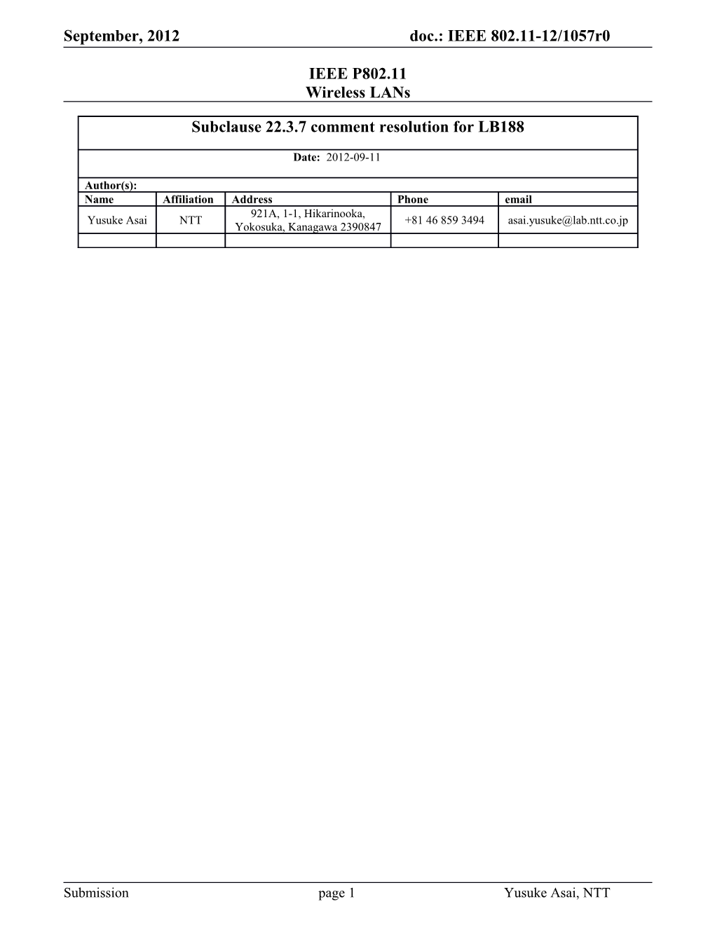 Table 22-7 Center Frequency of a PPDU Transmitted in Frequency Segment Iseg