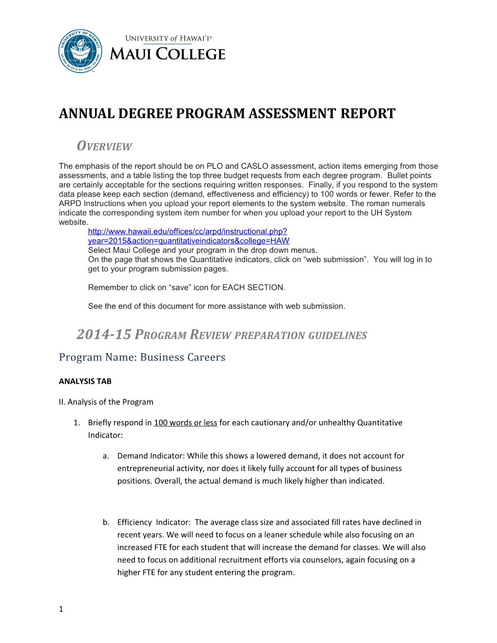 Annual Degree Program Assessmentreport