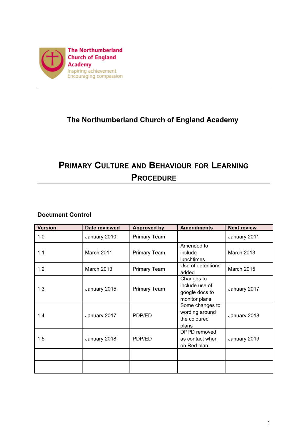 The Northumberland Church of England Academy