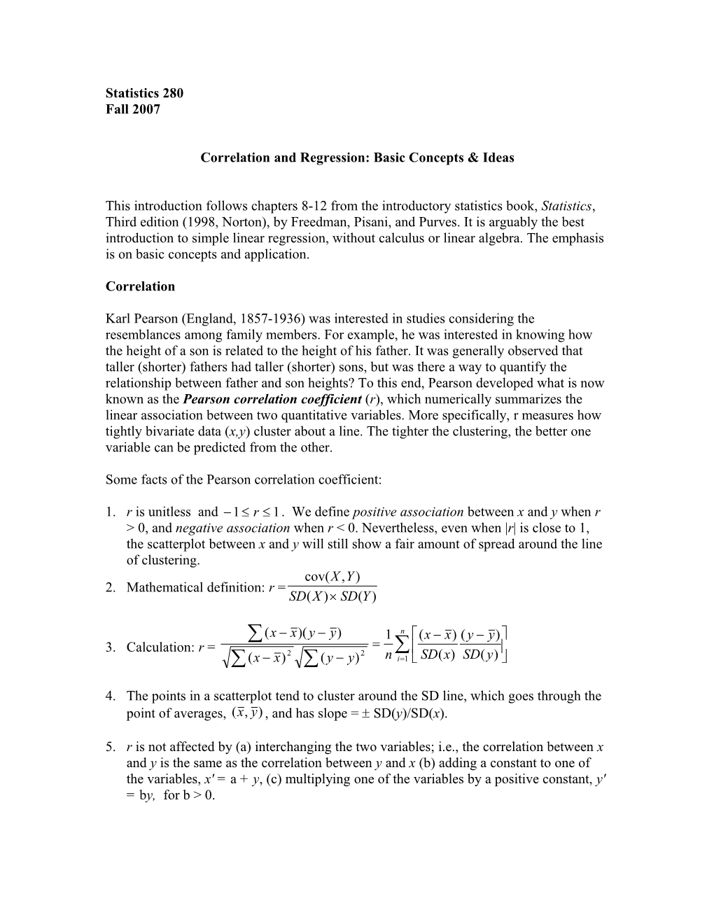 Correlation and Regression: Basic Concepts & Ideas