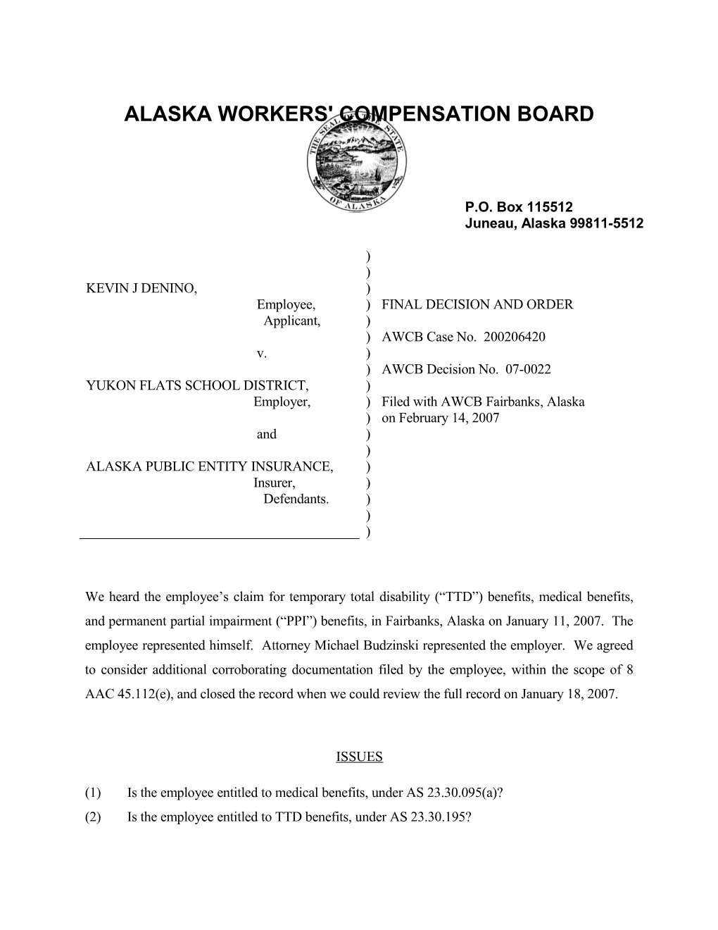 Alaska Workers' Compensation Board s13