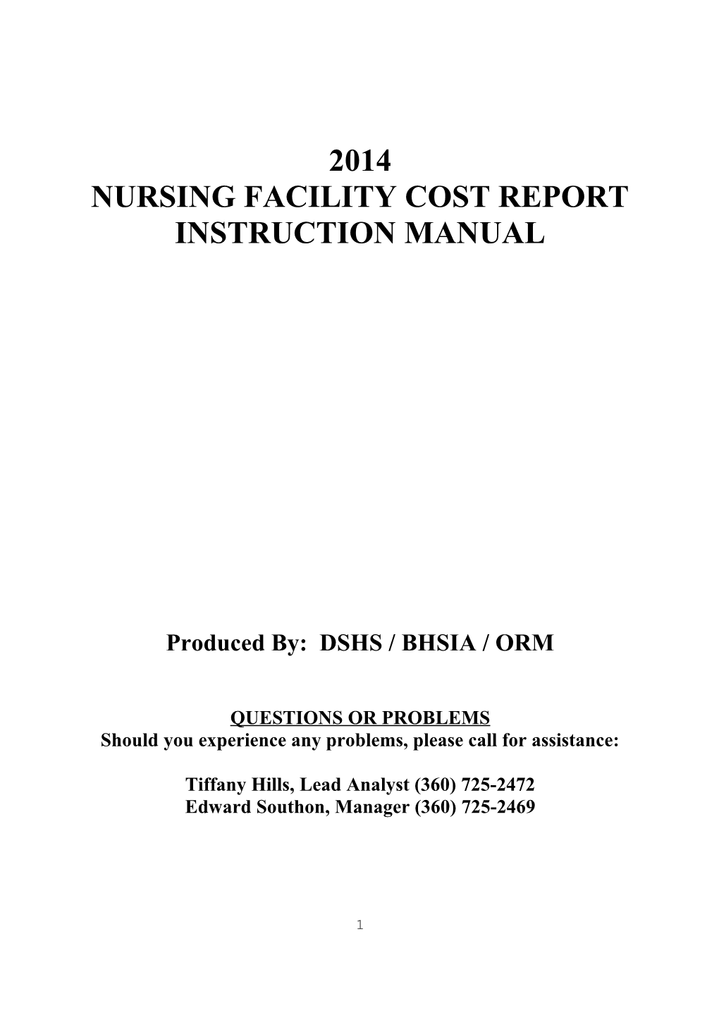 Nursing Facility Cost Report