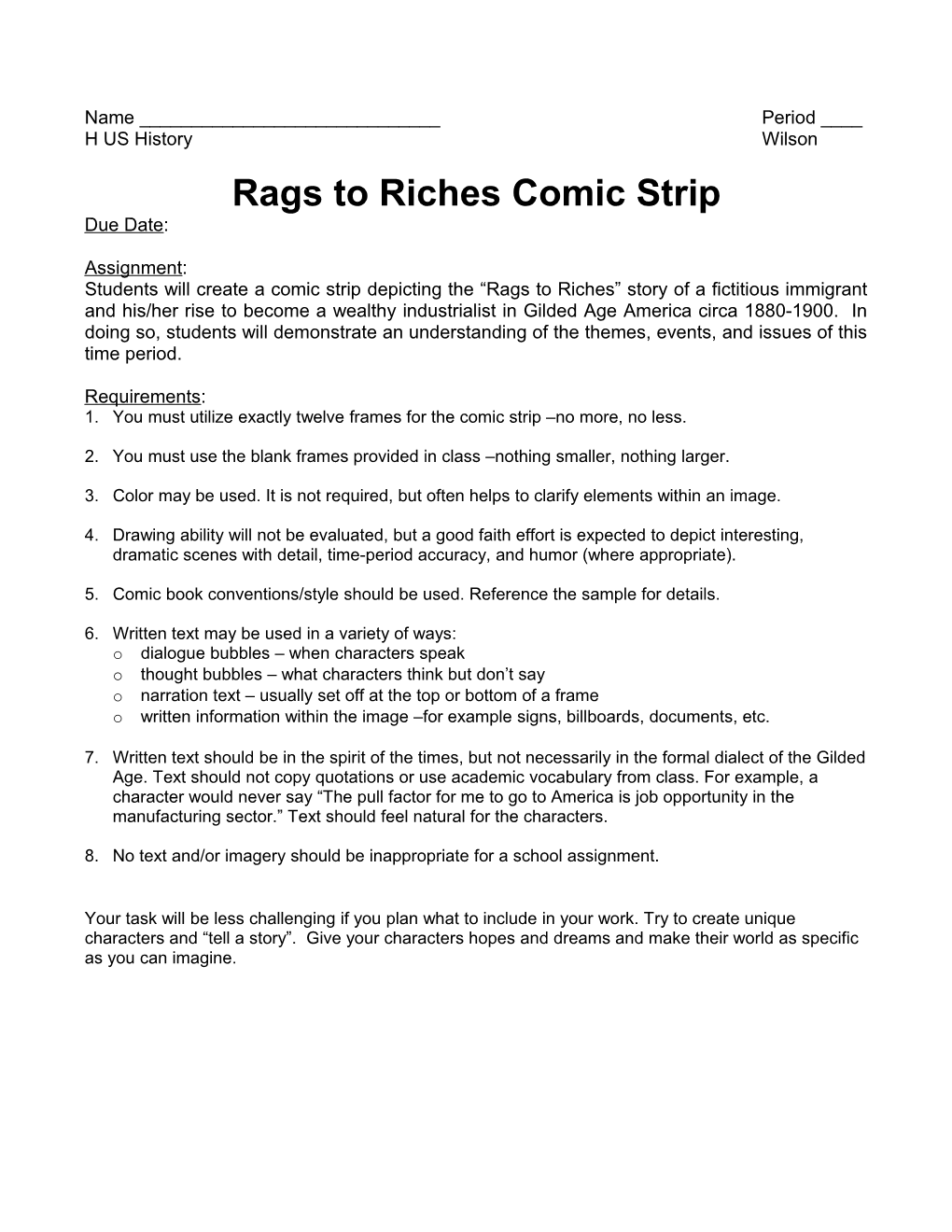 Rags to Riches Comic Strip