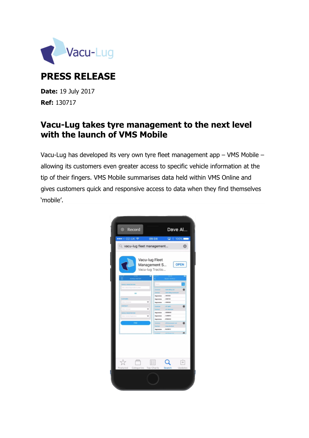 Vacu-Lug Takes Tyre Management to the Next Level with the Launch of VMS Mobile